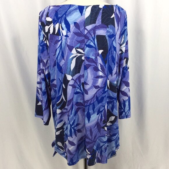 JM Collection Stretch Knit Top Womens Plus Size 2X Purple 3/4 Sleeve Side Tie - Picture 4 of 7